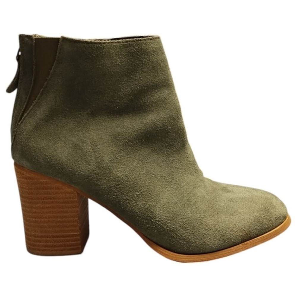 Urban Outfitters Boots Womens Size 9 Green Brown Block Heel Round‎ Toe Pull On